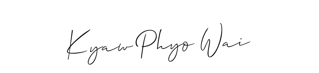 How to Draw Kyaw Phyo Wai signature style? Allison_Script is a latest design signature styles for name Kyaw Phyo Wai. Kyaw Phyo Wai signature style 2 images and pictures png