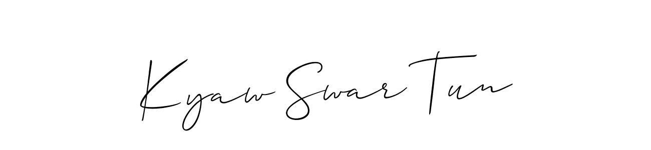 You should practise on your own different ways (Allison_Script) to write your name (Kyaw Swar Tun) in signature. don't let someone else do it for you. Kyaw Swar Tun signature style 2 images and pictures png