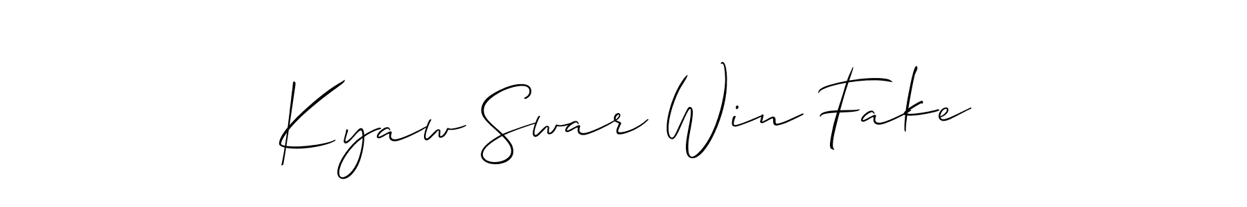 Also we have Kyaw Swar Win Fake name is the best signature style. Create professional handwritten signature collection using Allison_Script autograph style. Kyaw Swar Win Fake signature style 2 images and pictures png
