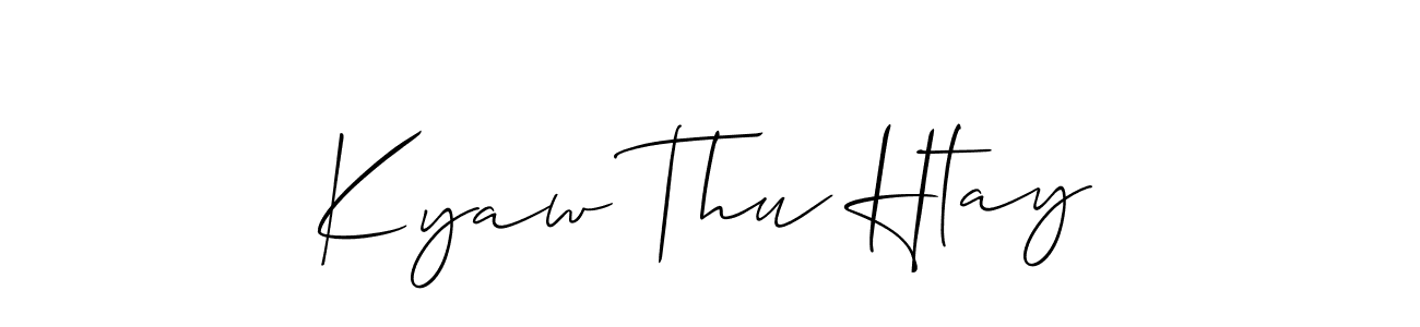 Design your own signature with our free online signature maker. With this signature software, you can create a handwritten (Allison_Script) signature for name Kyaw Thu Htay. Kyaw Thu Htay signature style 2 images and pictures png