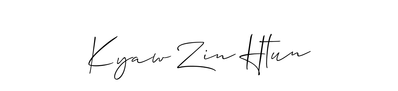 How to Draw Kyaw Zin Htun signature style? Allison_Script is a latest design signature styles for name Kyaw Zin Htun. Kyaw Zin Htun signature style 2 images and pictures png