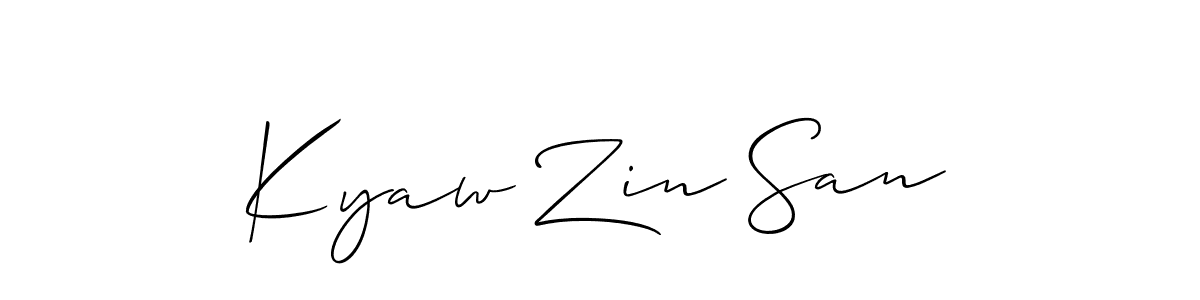 How to Draw Kyaw Zin San signature style? Allison_Script is a latest design signature styles for name Kyaw Zin San. Kyaw Zin San signature style 2 images and pictures png