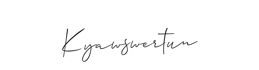 Use a signature maker to create a handwritten signature online. With this signature software, you can design (Allison_Script) your own signature for name Kyawswertun. Kyawswertun signature style 2 images and pictures png