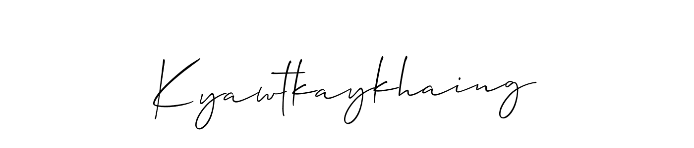 Use a signature maker to create a handwritten signature online. With this signature software, you can design (Allison_Script) your own signature for name Kyawtkaykhaing. Kyawtkaykhaing signature style 2 images and pictures png