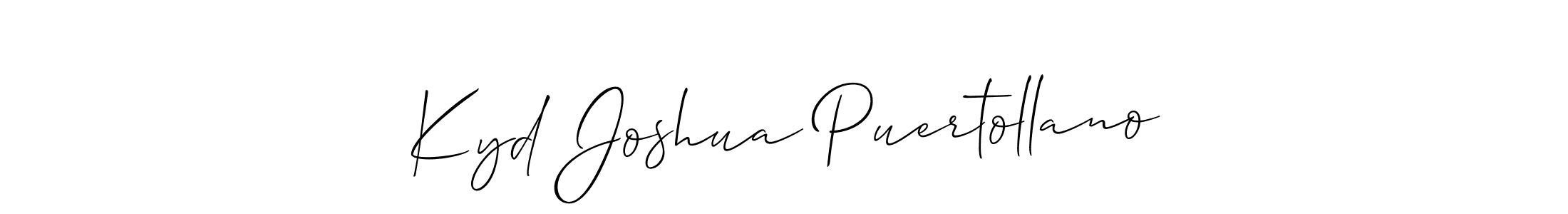This is the best signature style for the Kyd Joshua Puertollano name. Also you like these signature font (Allison_Script). Mix name signature. Kyd Joshua Puertollano signature style 2 images and pictures png