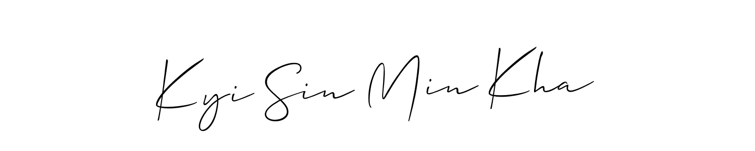 How to make Kyi Sin Min Kha name signature. Use Allison_Script style for creating short signs online. This is the latest handwritten sign. Kyi Sin Min Kha signature style 2 images and pictures png