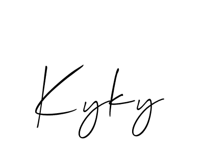 Use a signature maker to create a handwritten signature online. With this signature software, you can design (Allison_Script) your own signature for name Kyky. Kyky signature style 2 images and pictures png