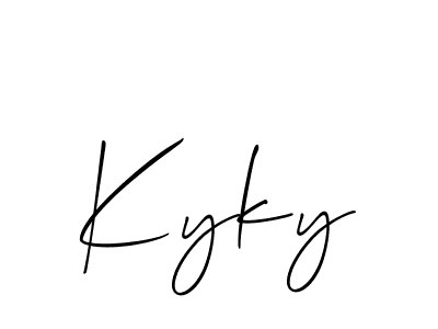 Use a signature maker to create a handwritten signature online. With this signature software, you can design (Allison_Script) your own signature for name Kyky. Kyky signature style 2 images and pictures png