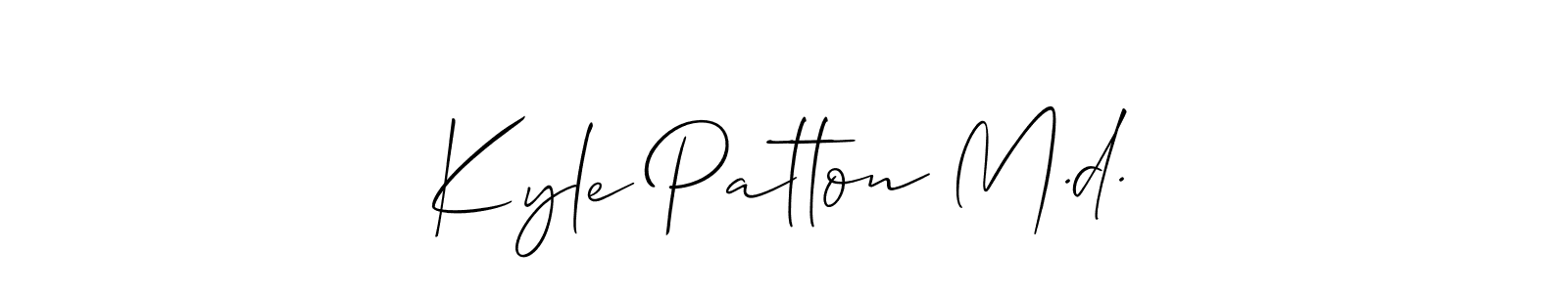 It looks lik you need a new signature style for name Kyle Patton M.d.. Design unique handwritten (Allison_Script) signature with our free signature maker in just a few clicks. Kyle Patton M.d. signature style 2 images and pictures png