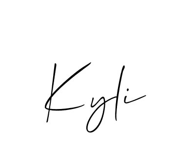 The best way (Allison_Script) to make a short signature is to pick only two or three words in your name. The name Kyli include a total of six letters. For converting this name. Kyli signature style 2 images and pictures png