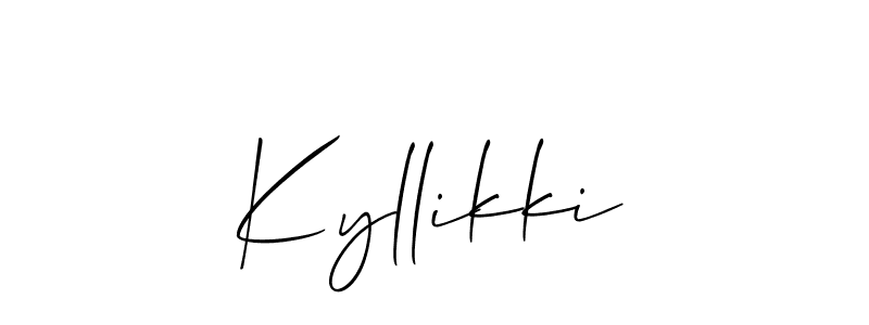 Similarly Allison_Script is the best handwritten signature design. Signature creator online .You can use it as an online autograph creator for name Kyllikki. Kyllikki signature style 2 images and pictures png