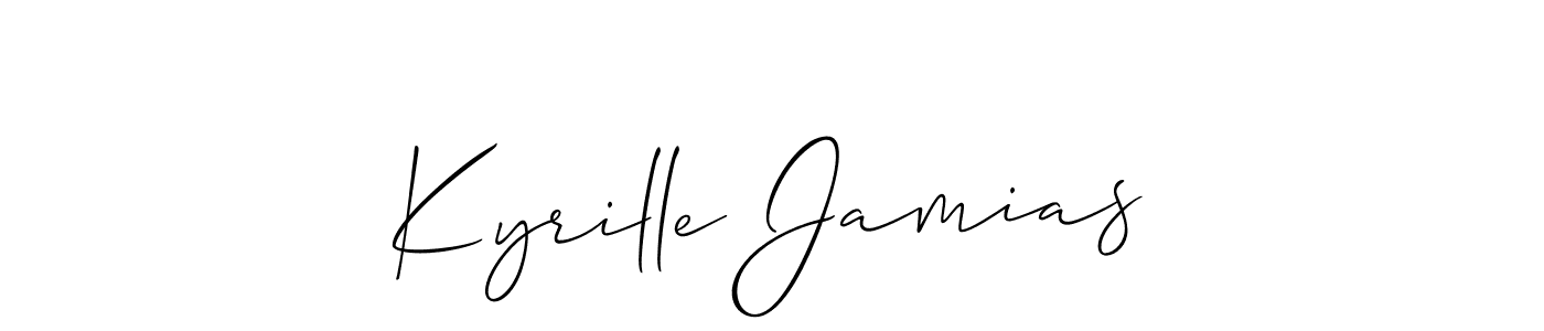 Kyrille Jamias stylish signature style. Best Handwritten Sign (Allison_Script) for my name. Handwritten Signature Collection Ideas for my name Kyrille Jamias. Kyrille Jamias signature style 2 images and pictures png