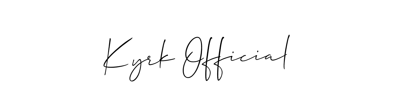 Allison_Script is a professional signature style that is perfect for those who want to add a touch of class to their signature. It is also a great choice for those who want to make their signature more unique. Get Kyrk Official name to fancy signature for free. Kyrk Official signature style 2 images and pictures png