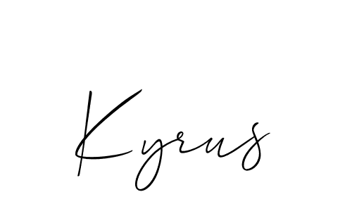 Use a signature maker to create a handwritten signature online. With this signature software, you can design (Allison_Script) your own signature for name Kyrus. Kyrus signature style 2 images and pictures png