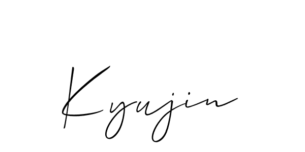 Allison_Script is a professional signature style that is perfect for those who want to add a touch of class to their signature. It is also a great choice for those who want to make their signature more unique. Get Kyujin name to fancy signature for free. Kyujin signature style 2 images and pictures png