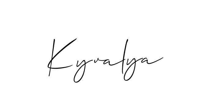 Allison_Script is a professional signature style that is perfect for those who want to add a touch of class to their signature. It is also a great choice for those who want to make their signature more unique. Get Kyvalya name to fancy signature for free. Kyvalya signature style 2 images and pictures png
