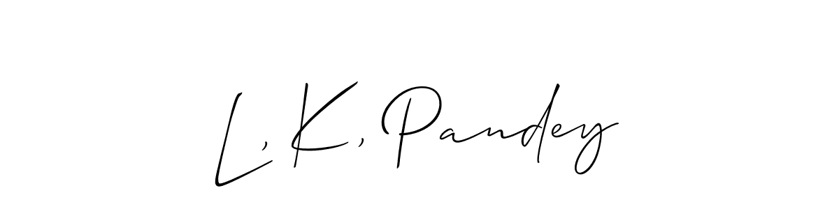 How to make L, K, Pandey signature? Allison_Script is a professional autograph style. Create handwritten signature for L, K, Pandey name. L, K, Pandey signature style 2 images and pictures png