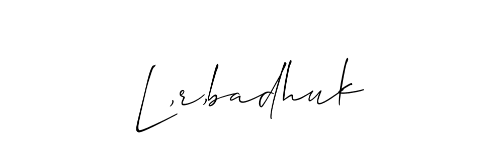 Also we have L,r,badhuk name is the best signature style. Create professional handwritten signature collection using Allison_Script autograph style. L,r,badhuk signature style 2 images and pictures png