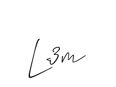 Create a beautiful signature design for name L<3m. With this signature (Allison_Script) fonts, you can make a handwritten signature for free. L<3m signature style 2 images and pictures png