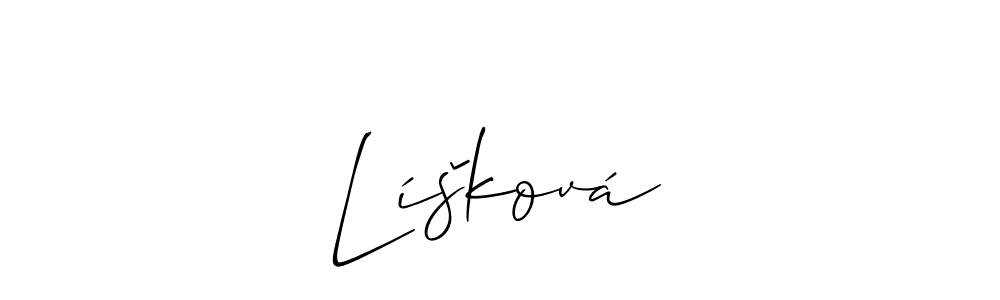 How to make Líšková name signature. Use Allison_Script style for creating short signs online. This is the latest handwritten sign. Líšková signature style 2 images and pictures png