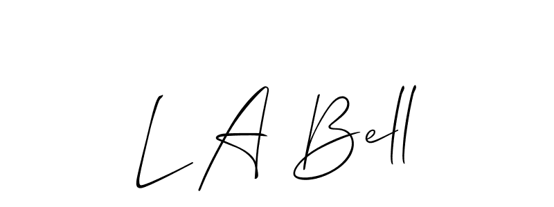How to make L A Bell name signature. Use Allison_Script style for creating short signs online. This is the latest handwritten sign. L A Bell signature style 2 images and pictures png