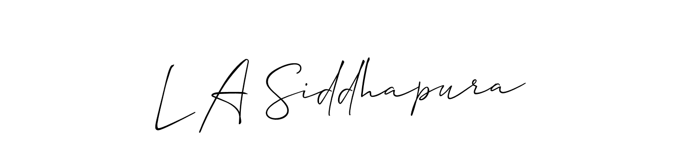 Use a signature maker to create a handwritten signature online. With this signature software, you can design (Allison_Script) your own signature for name L A Siddhapura. L A Siddhapura signature style 2 images and pictures png