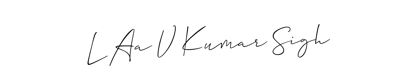 Make a beautiful signature design for name L Aa V Kumar Sigh. With this signature (Allison_Script) style, you can create a handwritten signature for free. L Aa V Kumar Sigh signature style 2 images and pictures png