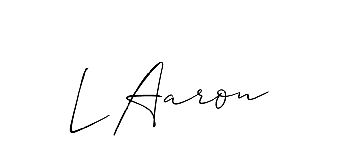 How to make L Aaron name signature. Use Allison_Script style for creating short signs online. This is the latest handwritten sign. L Aaron signature style 2 images and pictures png