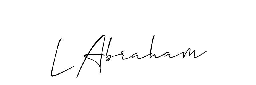 The best way (Allison_Script) to make a short signature is to pick only two or three words in your name. The name L Abraham include a total of six letters. For converting this name. L Abraham signature style 2 images and pictures png
