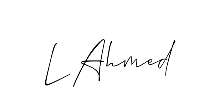 Make a short L Ahmed signature style. Manage your documents anywhere anytime using Allison_Script. Create and add eSignatures, submit forms, share and send files easily. L Ahmed signature style 2 images and pictures png