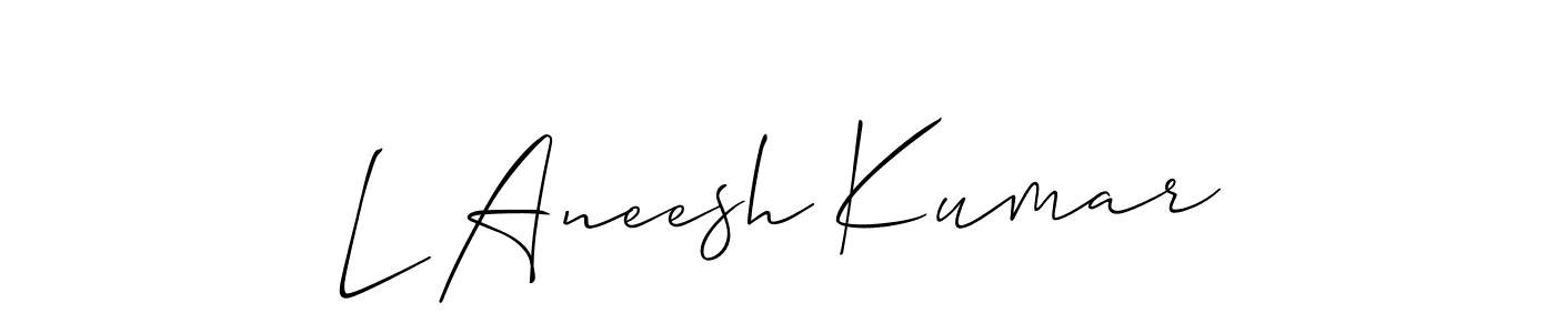 You should practise on your own different ways (Allison_Script) to write your name (L Aneesh Kumar) in signature. don't let someone else do it for you. L Aneesh Kumar signature style 2 images and pictures png