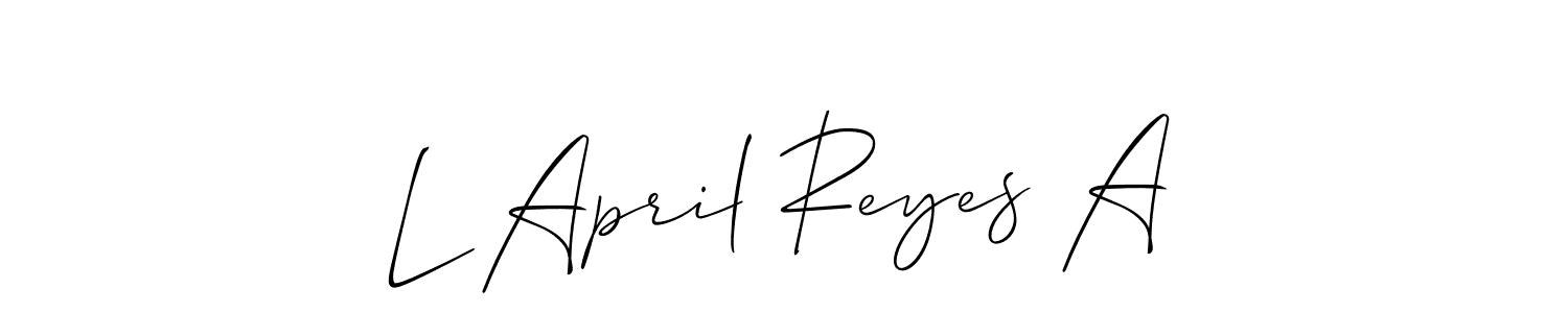 Allison_Script is a professional signature style that is perfect for those who want to add a touch of class to their signature. It is also a great choice for those who want to make their signature more unique. Get L April Reyes A name to fancy signature for free. L April Reyes A signature style 2 images and pictures png