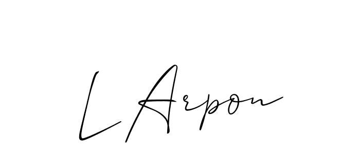 It looks lik you need a new signature style for name L Arpon. Design unique handwritten (Allison_Script) signature with our free signature maker in just a few clicks. L Arpon signature style 2 images and pictures png
