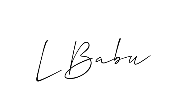 Design your own signature with our free online signature maker. With this signature software, you can create a handwritten (Allison_Script) signature for name L Babu. L Babu signature style 2 images and pictures png