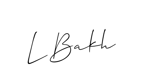 Use a signature maker to create a handwritten signature online. With this signature software, you can design (Allison_Script) your own signature for name L Bakh. L Bakh signature style 2 images and pictures png