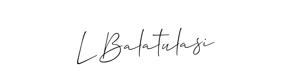 Allison_Script is a professional signature style that is perfect for those who want to add a touch of class to their signature. It is also a great choice for those who want to make their signature more unique. Get L Balatulasi name to fancy signature for free. L Balatulasi signature style 2 images and pictures png