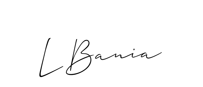 Create a beautiful signature design for name L Bania. With this signature (Allison_Script) fonts, you can make a handwritten signature for free. L Bania signature style 2 images and pictures png