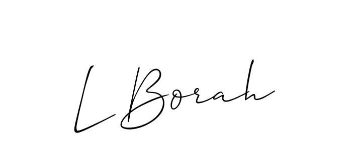 Use a signature maker to create a handwritten signature online. With this signature software, you can design (Allison_Script) your own signature for name L Borah. L Borah signature style 2 images and pictures png