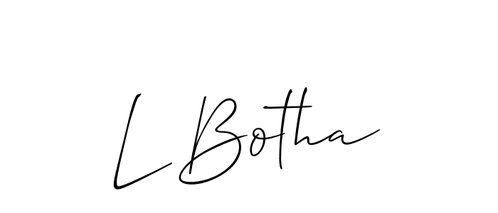 It looks lik you need a new signature style for name L Botha. Design unique handwritten (Allison_Script) signature with our free signature maker in just a few clicks. L Botha signature style 2 images and pictures png