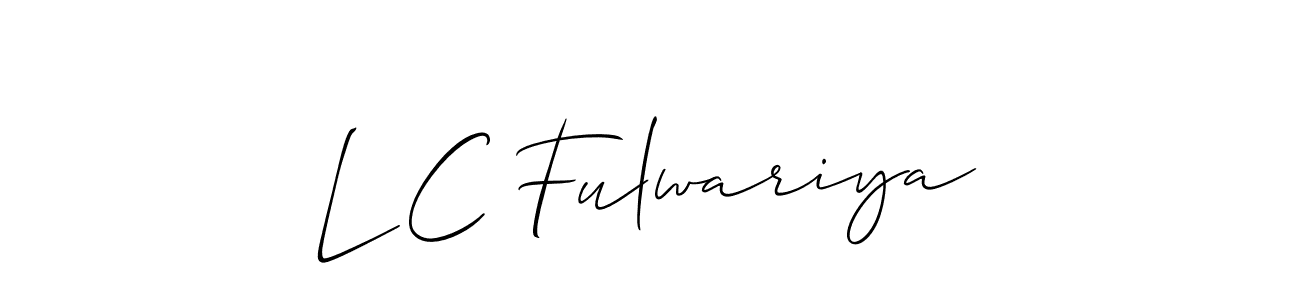 It looks lik you need a new signature style for name L C Fulwariya. Design unique handwritten (Allison_Script) signature with our free signature maker in just a few clicks. L C Fulwariya signature style 2 images and pictures png