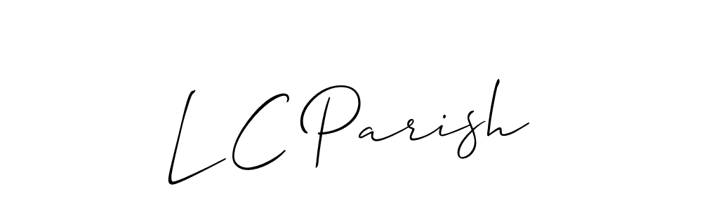 How to Draw L C Parish signature style? Allison_Script is a latest design signature styles for name L C Parish. L C Parish signature style 2 images and pictures png