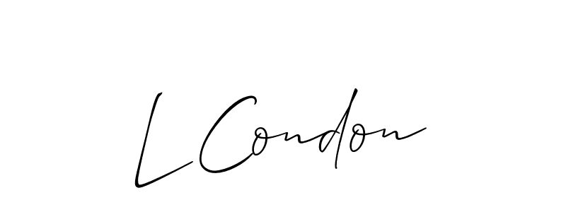 You should practise on your own different ways (Allison_Script) to write your name (L Condon) in signature. don't let someone else do it for you. L Condon signature style 2 images and pictures png