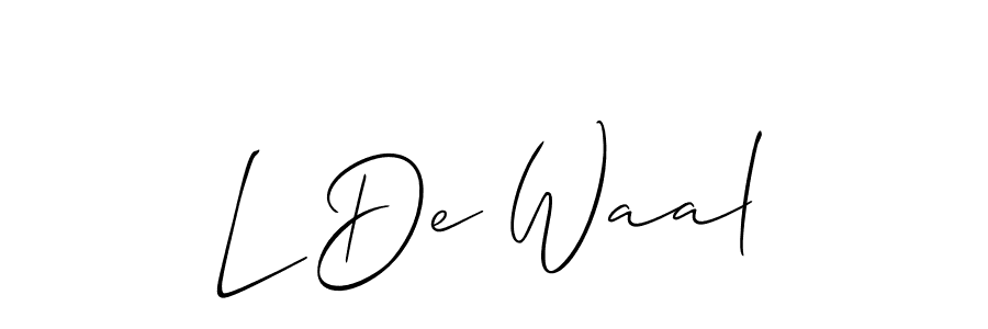 The best way (Allison_Script) to make a short signature is to pick only two or three words in your name. The name L De Waal include a total of six letters. For converting this name. L De Waal signature style 2 images and pictures png