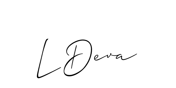Use a signature maker to create a handwritten signature online. With this signature software, you can design (Allison_Script) your own signature for name L Deva. L Deva signature style 2 images and pictures png
