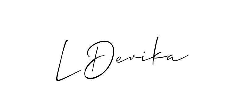 Check out images of Autograph of L Devika name. Actor L Devika Signature Style. Allison_Script is a professional sign style online. L Devika signature style 2 images and pictures png