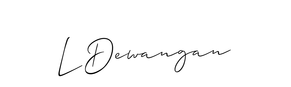 It looks lik you need a new signature style for name L Dewangan. Design unique handwritten (Allison_Script) signature with our free signature maker in just a few clicks. L Dewangan signature style 2 images and pictures png