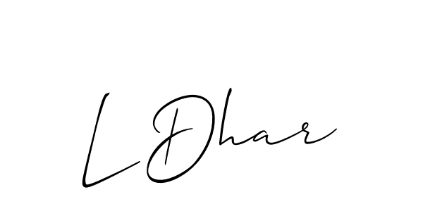 Allison_Script is a professional signature style that is perfect for those who want to add a touch of class to their signature. It is also a great choice for those who want to make their signature more unique. Get L Dhar name to fancy signature for free. L Dhar signature style 2 images and pictures png