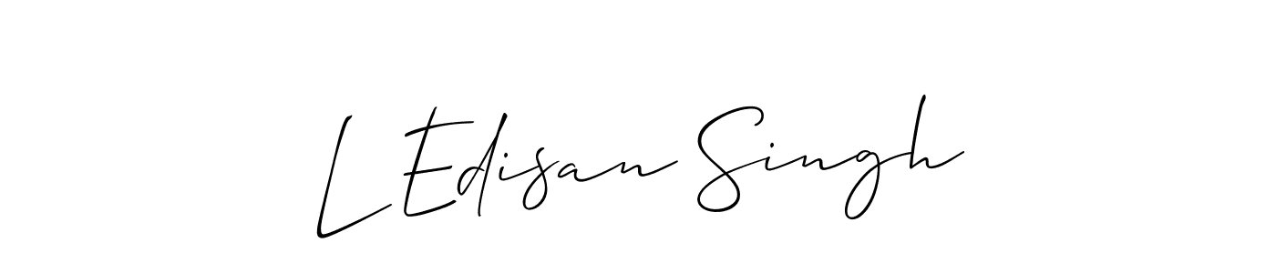 if you are searching for the best signature style for your name L Edisan Singh. so please give up your signature search. here we have designed multiple signature styles  using Allison_Script. L Edisan Singh signature style 2 images and pictures png