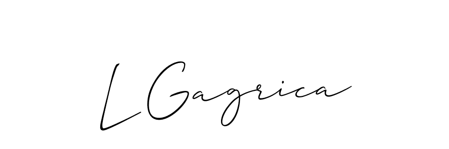 Allison_Script is a professional signature style that is perfect for those who want to add a touch of class to their signature. It is also a great choice for those who want to make their signature more unique. Get L Gagrica name to fancy signature for free. L Gagrica signature style 2 images and pictures png