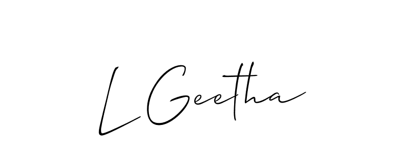 Also we have L Geetha name is the best signature style. Create professional handwritten signature collection using Allison_Script autograph style. L Geetha signature style 2 images and pictures png